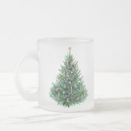 Caneca De Café Vidro Jateado árvore de Natal