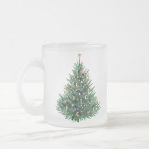 Caneca De Café Vidro Jateado árvore de Natal