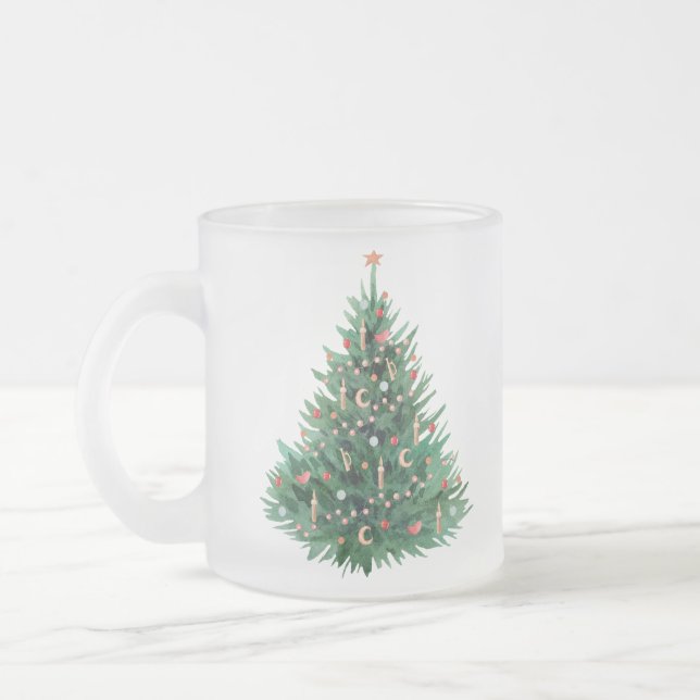 Caneca De Café Vidro Jateado árvore de Natal (Esquerda)