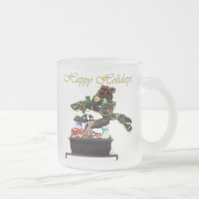 Caneca De Café Vidro Jateado Árvore de Natal Bonsai (Direita)