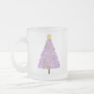 Caneca De Café Vidro Jateado Árvore de natal com brilho púrpura