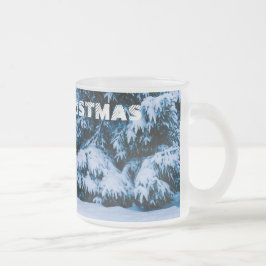 Caneca De Café Vidro Jateado Árvore de Natal da Floresta de inverno