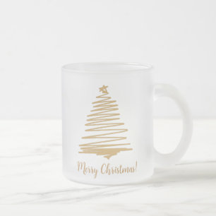 Caneca De Café Vidro Jateado árvore de natal Dourada