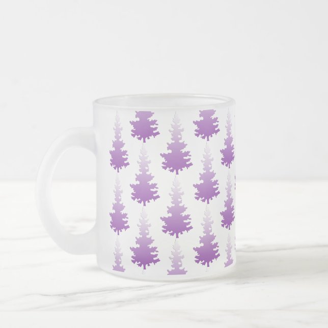 Caneca De Café Vidro Jateado Árvore de Natal Evergreen, Violeta Vermelha (Esquerda)