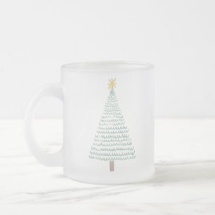 Caneca De Café Vidro Jateado Árvore moderna de natal verde