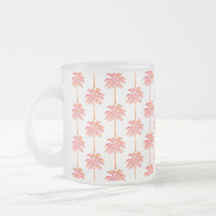 Caneca De Café Vidro Jateado Árvore Rosa-Rosa da Ilha Tropical