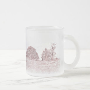 CANECA DE CAFÉ VIDRO JATEADO ÁRVORES DO INVERNO