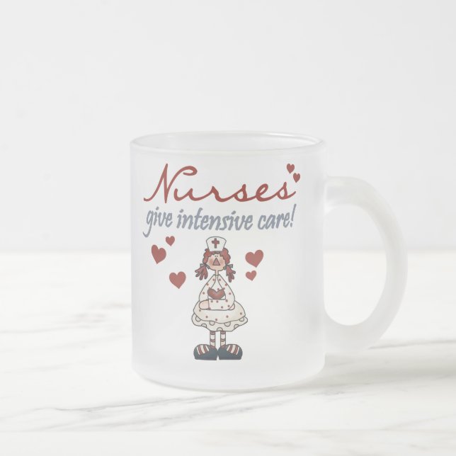 Caneca De Café Vidro Jateado As enfermeiras dão t-shirt e presentes dos (Direita)