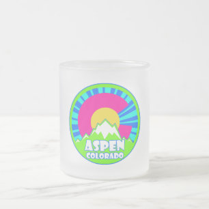 Caneca De Café Vidro Jateado Aspen Colorado neon mounts fosco mug