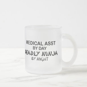 Caneca De Café Vidro Jateado Assistente médico Ninja mortal