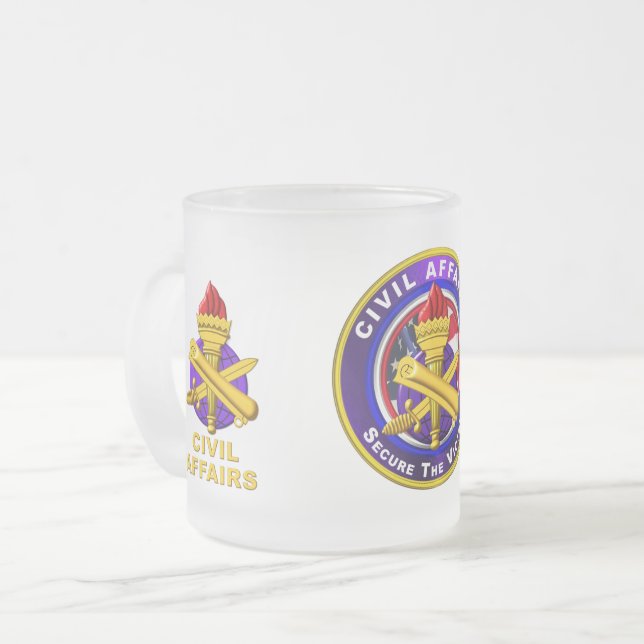 Caneca De Café Vidro Jateado Assuntos Civis do Exército (Frente Esquerda)