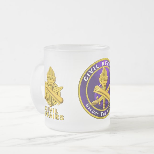 Caneca De Café Vidro Jateado  Assuntos Civis do Exército   (Frente Esquerda)