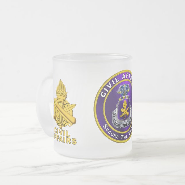 Caneca De Café Vidro Jateado  Assuntos Civis do Exército   (Frente Esquerda)