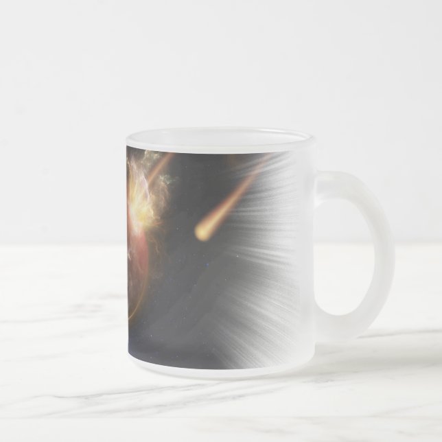 Caneca De Café Vidro Jateado Asteroide Apocalypse Fractal Art Spacescape (Direita)