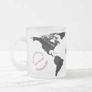 Caneca De Café Vidro Jateado Aventura no Mapa Mundial – Personalizado
