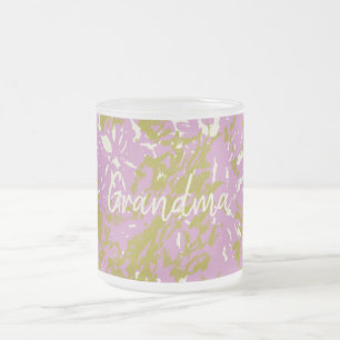 Caneca De Café Vidro Jateado Avó Personalizada Botânica Rosa Elegante