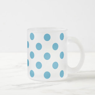 Caneca De Café Vidro Jateado Azul Pavão Bolinhas Círculos