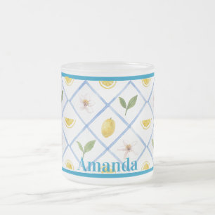 Caneca De Café Vidro Jateado Azulejo italiano personalizado Citrus Lemon Mug