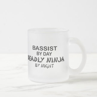 Caneca De Café Vidro Jateado Baixista Ninja mortal em a noite