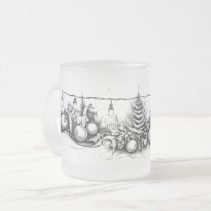 Caneca De Café Vidro Jateado Balas em Serenidade: Linha de Tinta no Vidro do Na