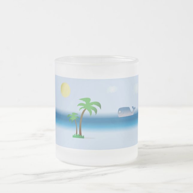Caneca De Café Vidro Jateado Baleia no oceano legal (Centro)