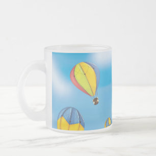 Caneca De Café Vidro Jateado Balões de Ar Quente
