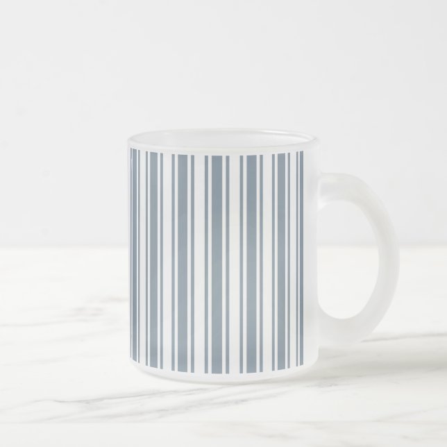 Caneca De Café Vidro Jateado Bandas de cinza azul e doces brancos (Direita)