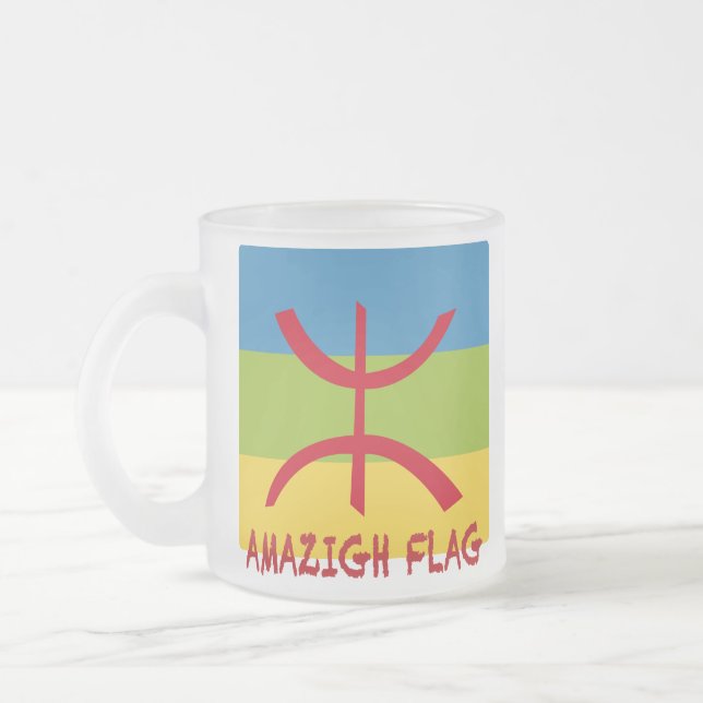 Caneca De Café Vidro Jateado Bandeira Amazigh - Bandeira-Drapeau Amazigh (Esquerda)