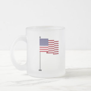 Caneca De Café Vidro Jateado bandeira americana