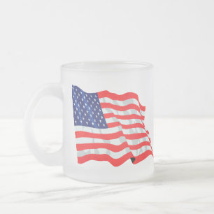 Caneca De Café Vidro Jateado bandeira americana