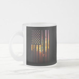 Caneca De Café Vidro Jateado Bandeira Americana Peixe Pescador Pescador Engraça