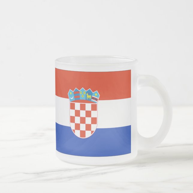Caneca De Café Vidro Jateado Bandeira da Croácia (Direita)