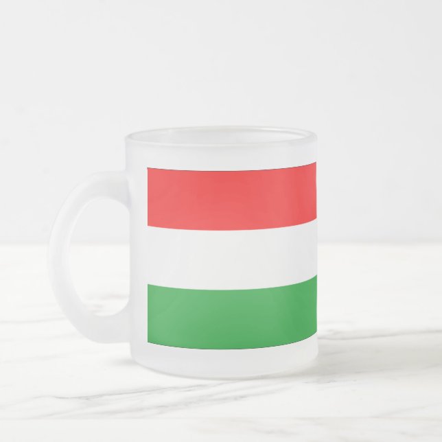 Caneca De Café Vidro Jateado Bandeira da Hungria (Esquerda)