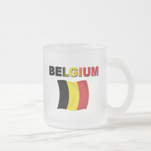 Caneca De Café Vidro Jateado Bandeira de Bélgica