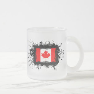 Caneca De Café Vidro Jateado Bandeira de Canadá