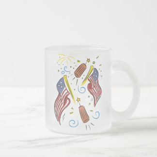 Caneca De Café Vidro Jateado Bandeira divertida, fogos de artifício, foguetes p