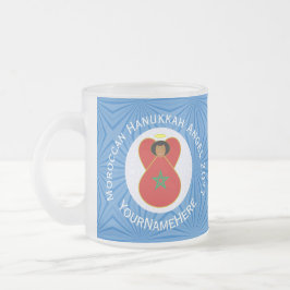 Caneca De Café Vidro Jateado Bandeira do Anjo do Hanukkah Marroquino Personaliz