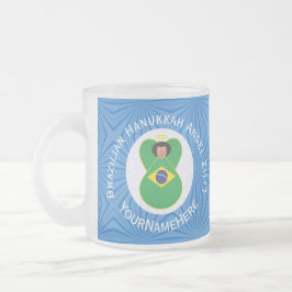 Caneca De Café Vidro Jateado Bandeira do Anjo Hanukkah Personalizada