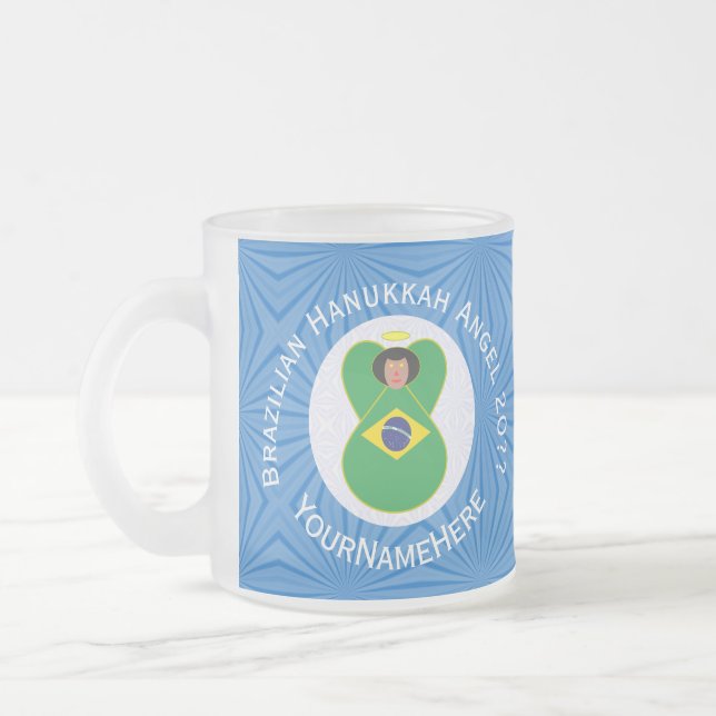 Caneca De Café Vidro Jateado Bandeira do Anjo Hanukkah Personalizada (Esquerda)
