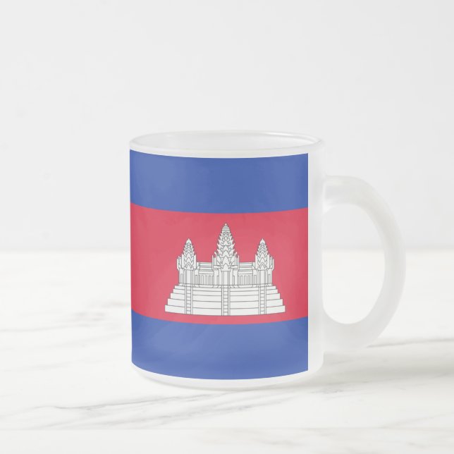 Caneca De Café Vidro Jateado Bandeira do Camboja (Direita)