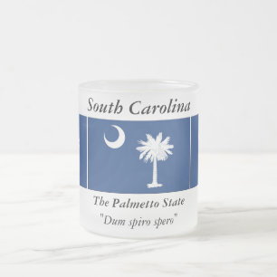 Caneca De Café Vidro Jateado Bandeira do estado de South Carolina