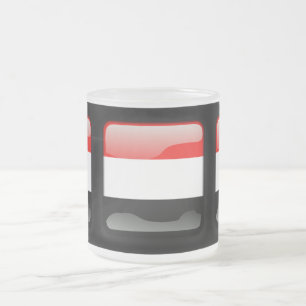 Caneca De Café Vidro Jateado Bandeira do Iémen
