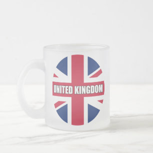 Caneca De Café Vidro Jateado Bandeira do Reino Unido