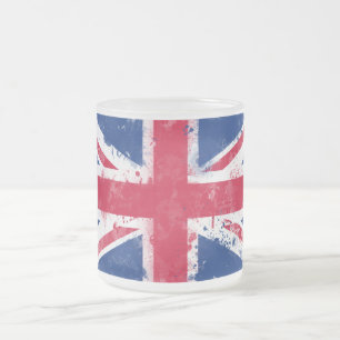 Caneca De Café Vidro Jateado Bandeira do Reino Unido ou do Jack da União