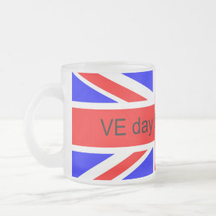 Caneca De Café Vidro Jateado Bandeira do Reino Unido VE dia 2025 Mug