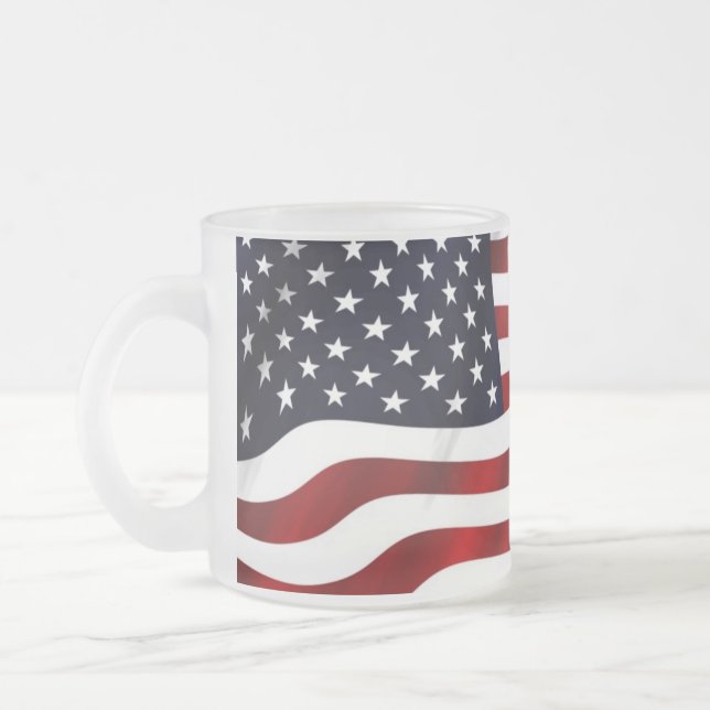 Caneca De Café Vidro Jateado bandeira dos EUA (Esquerda)
