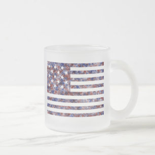 Caneca De Café Vidro Jateado Bandeira dos EUA com 15 Estrelas