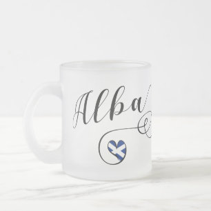 Caneca De Café Vidro Jateado Bandeira Escocesa em Heart, Alba, Scots Gaelic