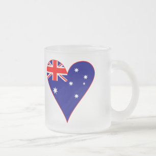 Caneca De Café Vidro Jateado Bandeira Funky Austrália Coração Borda Vermelha