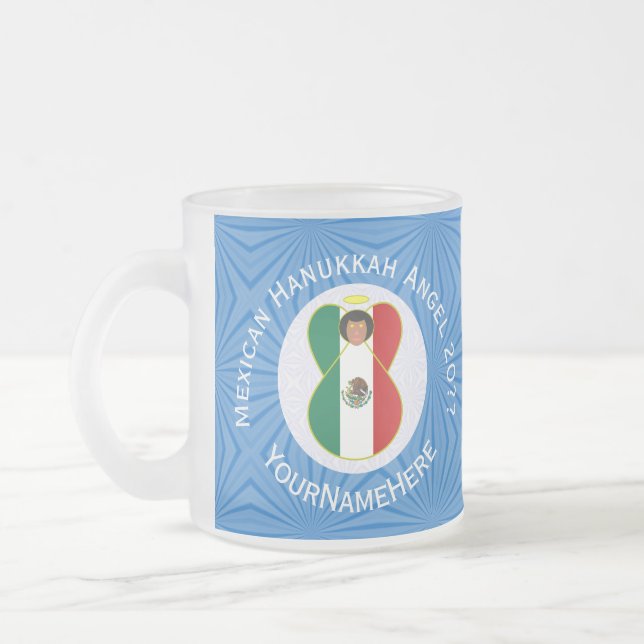 Caneca De Café Vidro Jateado Bandeira Mexicana Hanukkah Angel Name Fosco Glas (Esquerda)